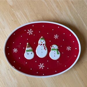 Festive Hallmark Snowman Holiday Plate